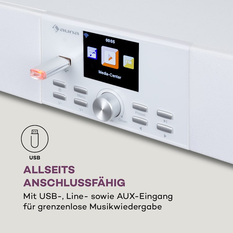 Stealth Base Connect Soundbase Bluetooth Internet/DAB+/FM USB AUX Weiß