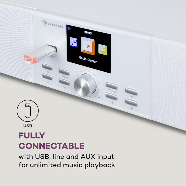 Stealth Base Connect base audio Bluetooth Internet / DAB + / FM USB AUX Blanc