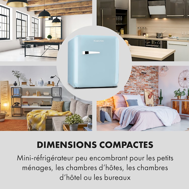 Audrey Mini 2in1 Réfrigérateur EEC F Congélateur LED Bleu Pastel