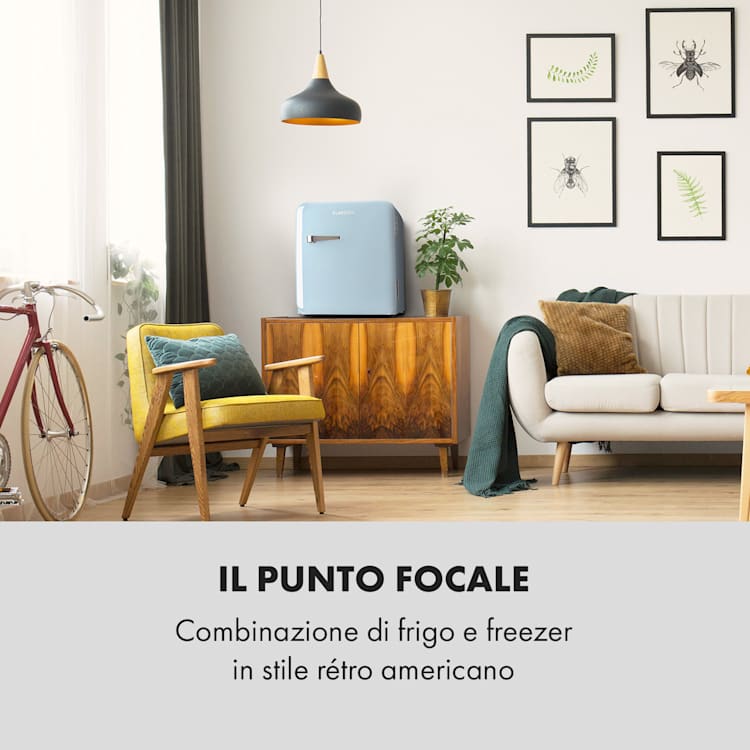 Frigorifero Audrey Mini 2 in 1 CEE F Congelatore LED 37 Ltr | Azzurro pastello