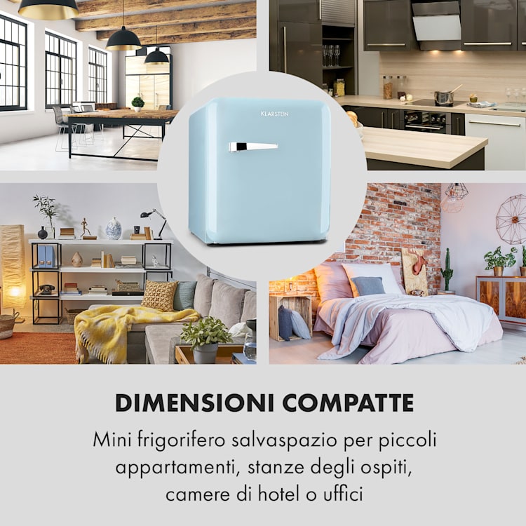Frigorifero Audrey Mini 2 in 1 CEE F Congelatore LED 37 Ltr | Azzurro pastello
