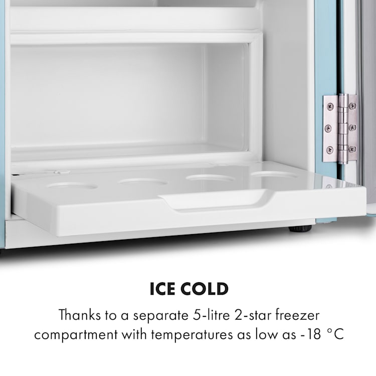 Audrey, mini chladnička, energet. trieda F, mraziaci priečinok, LED 37 Ltr | Pastelová modrá