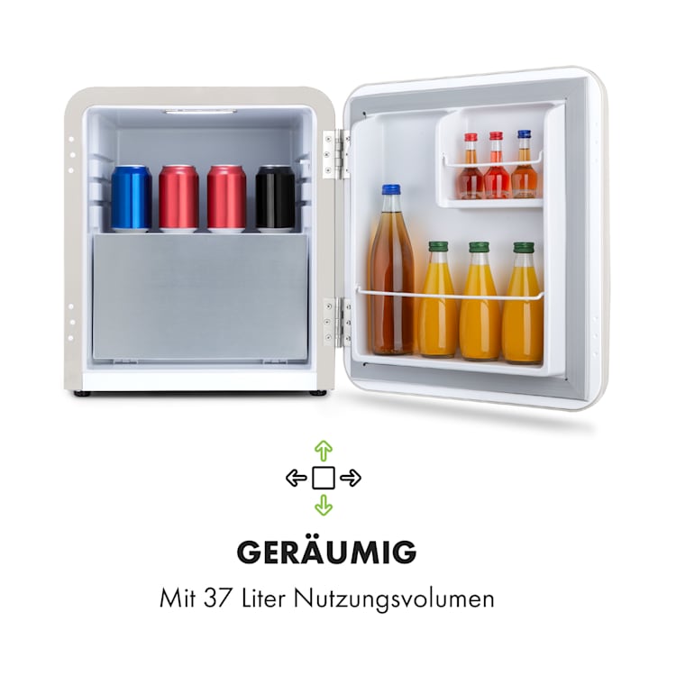 Audrey Mini 2in1 Kühlschrank EEC F Gefrierfach LED 37 Ltr | Creme