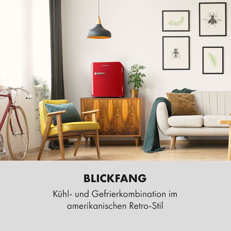 Audrey Mini 2in1 Kühlschrank EEC F Gefrierfach LED 37 Ltr | Rot