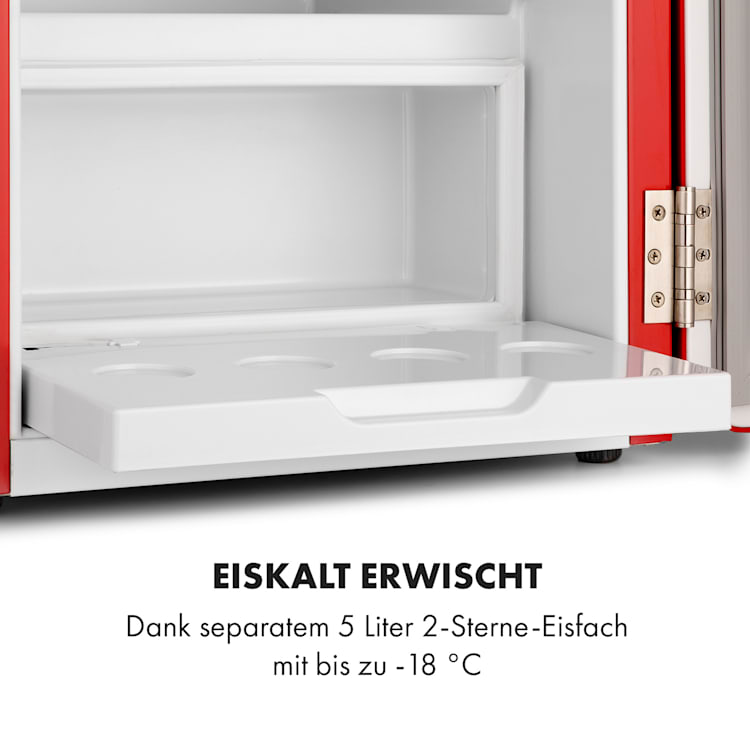 Audrey Mini 2in1 Kühlschrank EEC F Gefrierfach LED 37 Ltr | Rot
