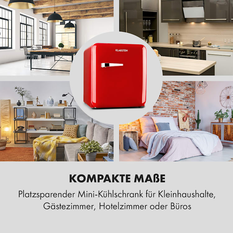 Audrey Mini 2in1 Kühlschrank EEC F Gefrierfach LED 37 Ltr | Rot
