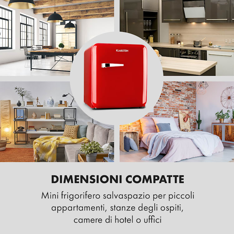 Frigorifero Audrey Mini 2 in 1 CEE F Congelatore LED 37 Ltr | Rosso