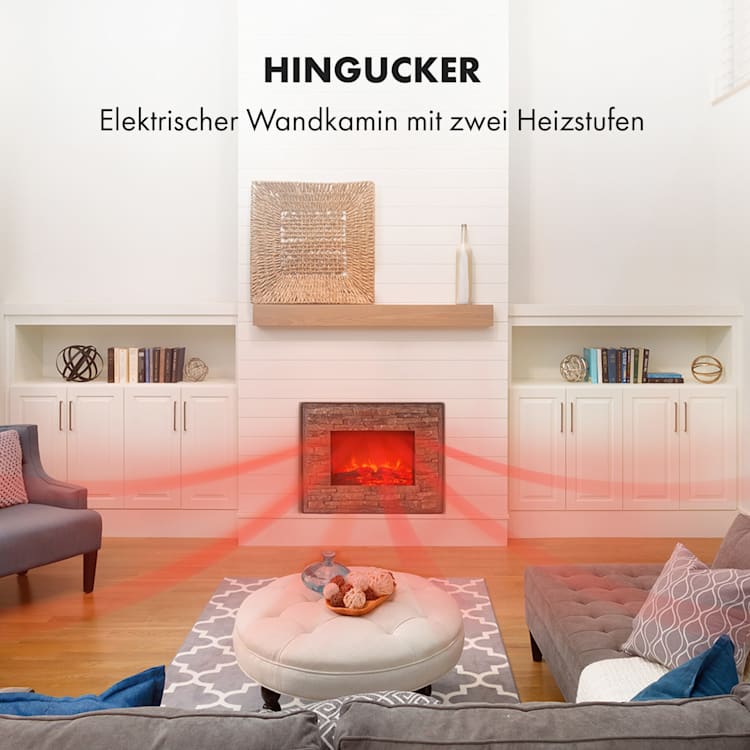 Alpbach Elektrischer Kamin 1800W 2 Heizstufen 65 cm Stein-Optik Steinoptik: Bruchstein