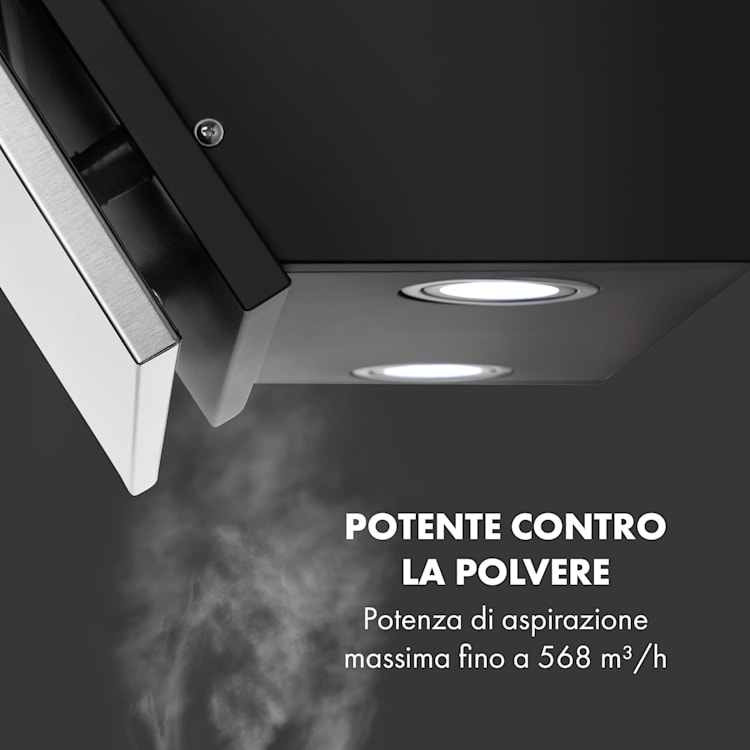 Silver Lining 90, cappa aspirante, 90 cm, 568m³/h , EEK A, acciaio inox 90 cm