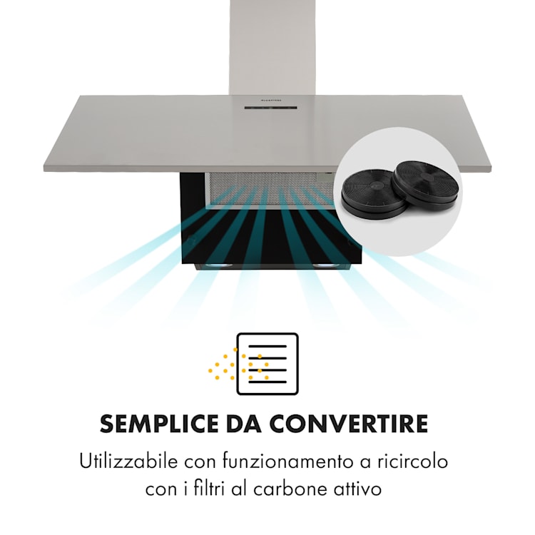 Silver Lining 90, cappa aspirante, 90 cm, 568m³/h , EEK A, acciaio inox 90 cm