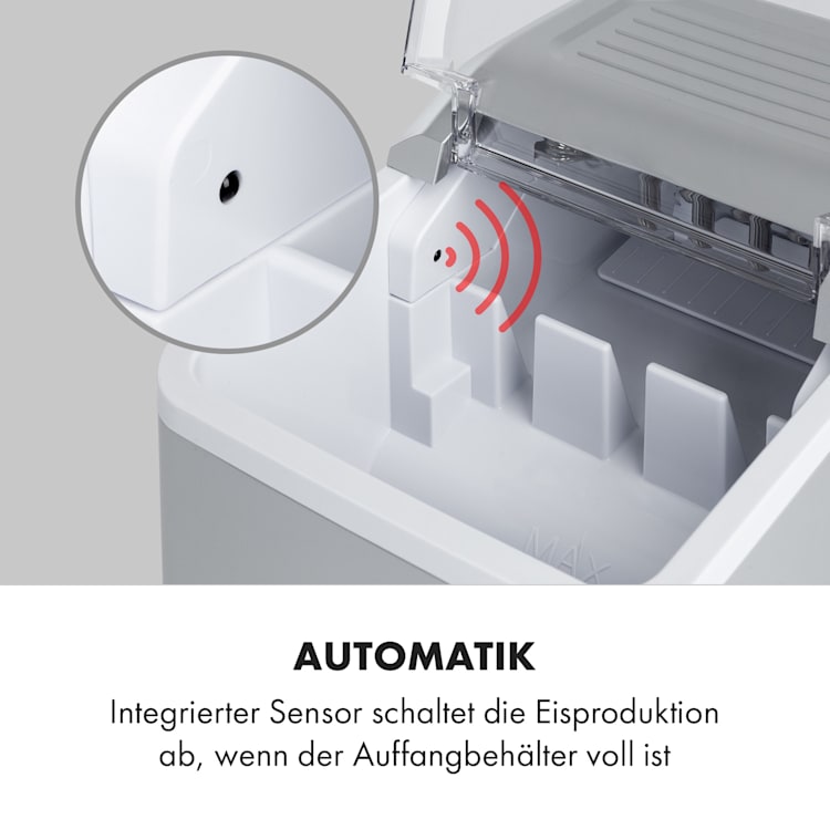 Chillout Eiswürfelmaschine Bulleteis 12kg/24h Wassertank: 1,5 l Silber