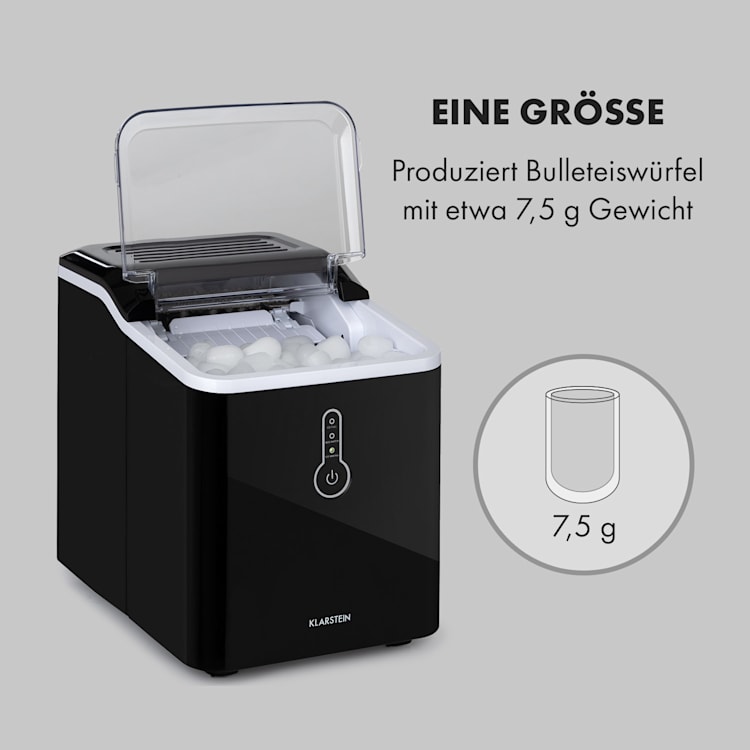Chillout Eiswürfelmaschine Bulleteis 12kg/24h Wassertank: 1,5 l Schwarz