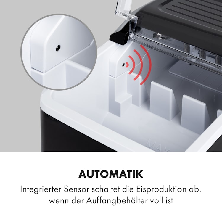 Chillout Eiswürfelmaschine Bulleteis 12kg/24h Wassertank: 1,5 l Schwarz