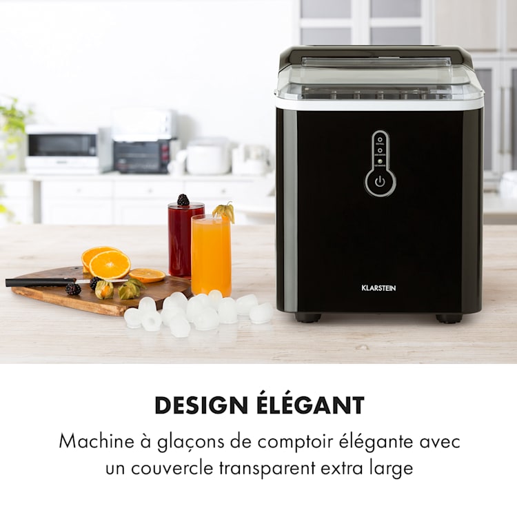 Chillout machine à glaçons cylindriques 12 kg/24h réservoir d'eau: 1,5 l noire Noir