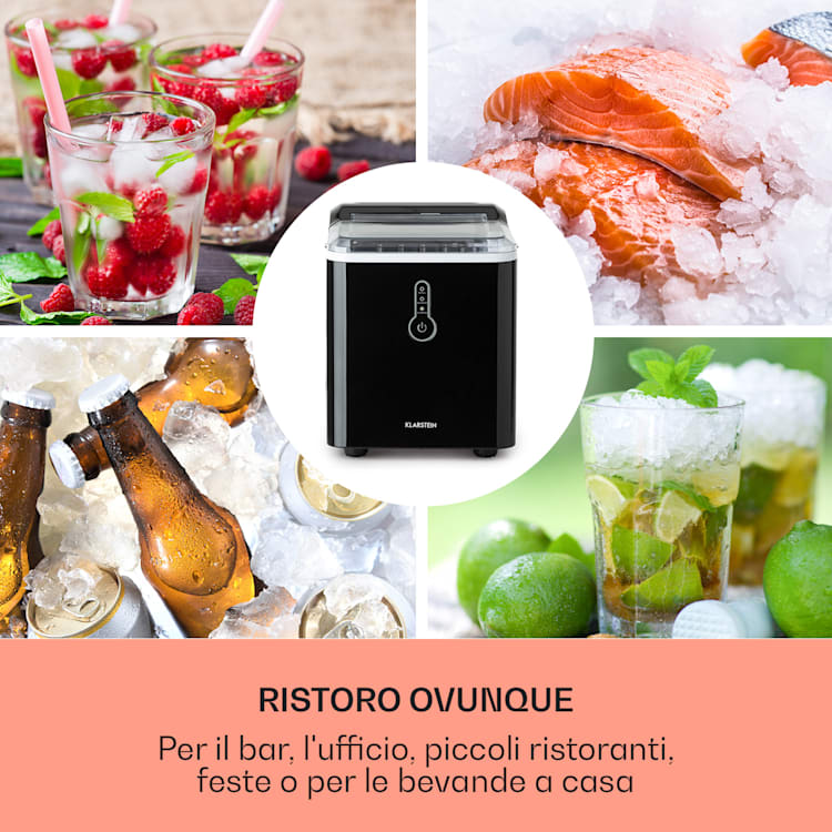 Chillout, Macchina del Ghiaccio, Cubetti a Pallottola, 12kg/24h, Serbatoio: 1,5 L, nero Nero