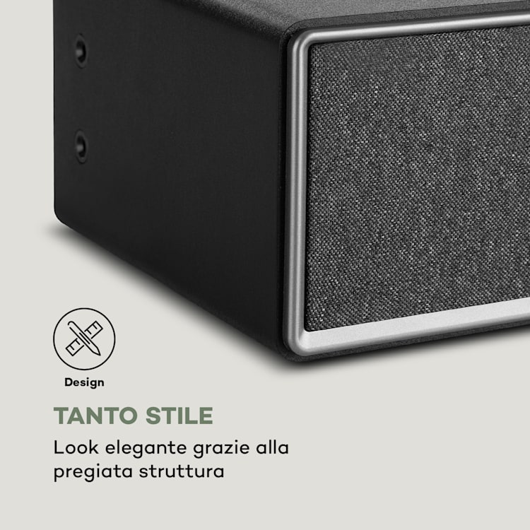Simpfy, Cassa Wireless, DAB+/FM BT LCD, Display LCD, Alloggiamento in Legno Nero