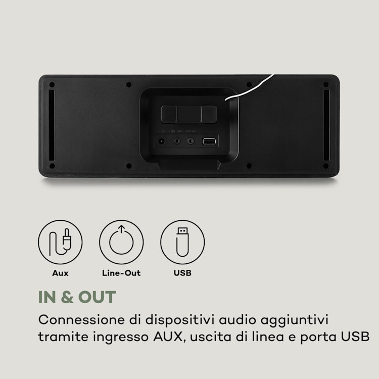 Simpfy, Cassa Wireless, DAB+/FM BT LCD, Display LCD, Alloggiamento in Legno Nero