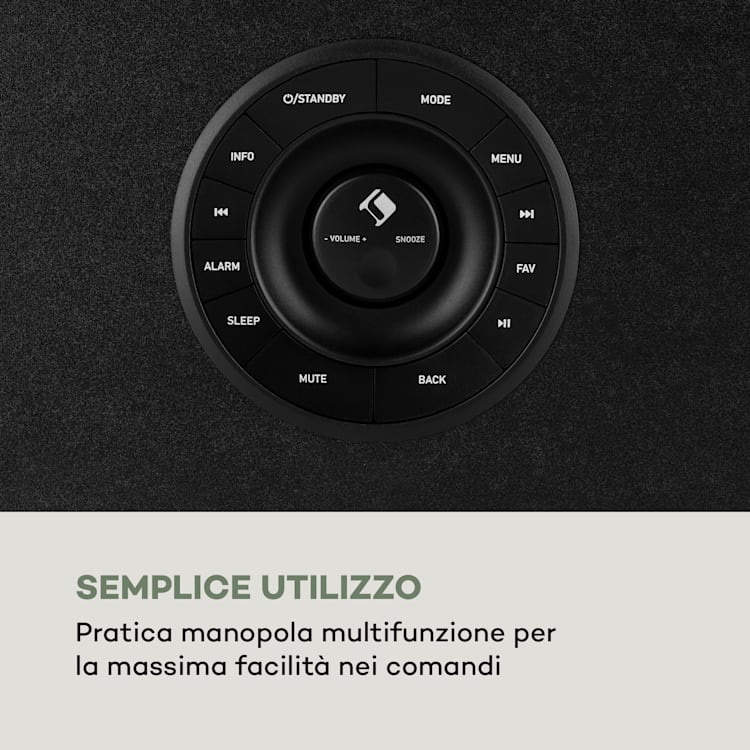 Simpfy, Cassa Wireless, DAB+/FM BT LCD, Display LCD, Alloggiamento in Legno Nero