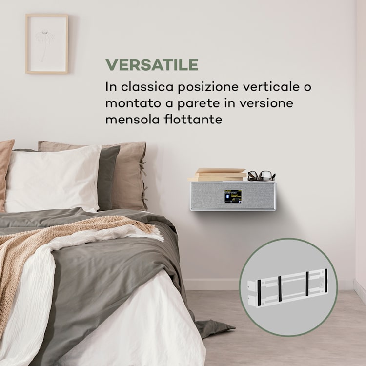 Simpfy, Cassa Wireless, DAB+/FM BT LCD, Display LCD, Alloggiamento in Legno Bianco