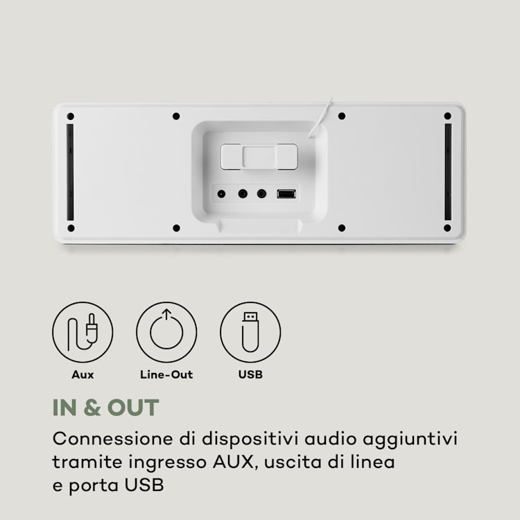 Simpfy, Cassa Wireless, DAB+/FM BT LCD, Display LCD, Alloggiamento in Legno Bianco