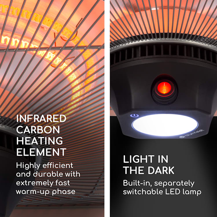 Heat Square, infracrveni grijač, 650/1350/2000 W, ugljik, IP24, LED BIjela