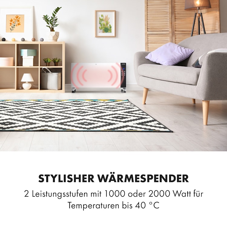 Lindholm Konvektionsheizgerät Thermostat Timer 2000W Weiß