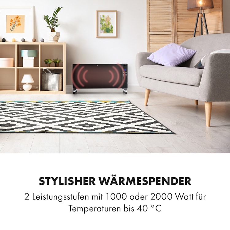 Lindholm Konvektionsheizgerät Thermostat Timer 2000W Schwarz