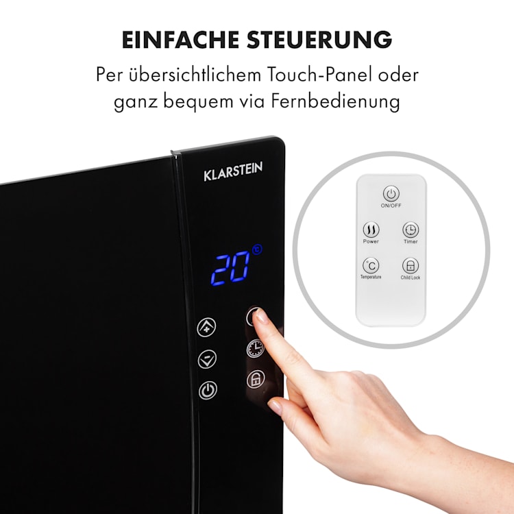 Lindholm Konvektionsheizgerät Thermostat Timer 2000W Schwarz