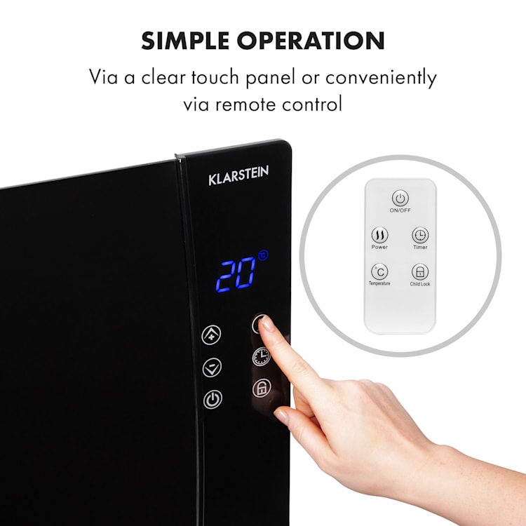 Calentador de convección Lindholm termostato temporizador 2000W Negro