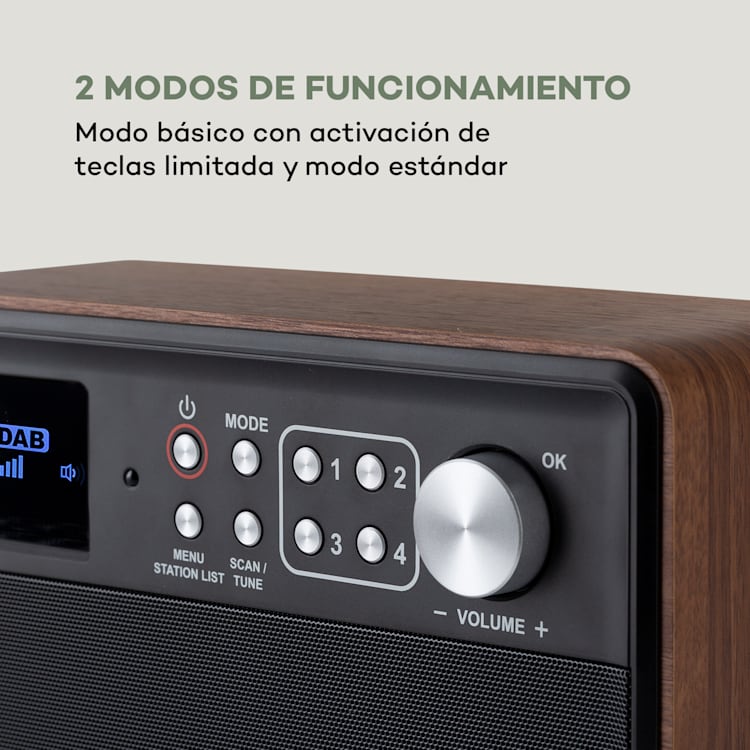 Nestor DAB+ Radio DAB+/FM 2 modos de funcionamiento pantalla de color TFT de 2,4" color marrón Marrón