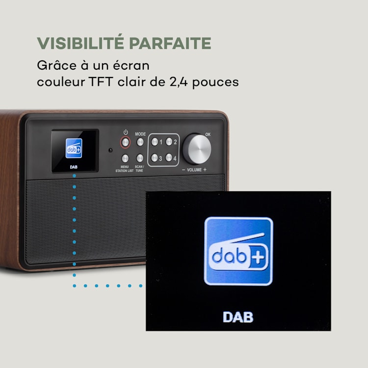 Nestor DAB+ radio DAB+/FM 2 bedrijfsmodi 2,4" TFT kleurendisplay bruin Bruin