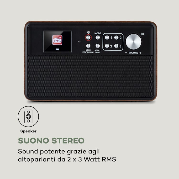 Nestor DAB+, Radio DAB+/FM, 2 Modalità, Schermo a Colori TFT da 2,4", marrone Marrone