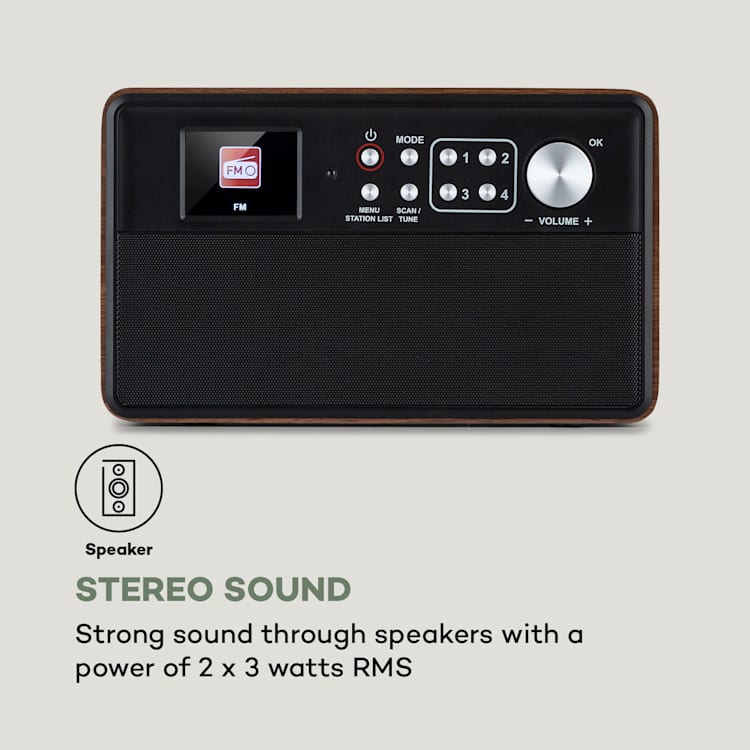 Nestor, radio DAB+/FM, 2 tryby pracy, kolorowy wyświetlacz TFT 2,4", brązowe