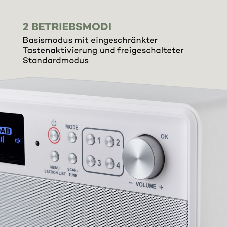 Nestor DAB+ Radio DAB+/FM 2 Betriebsmodi 2,4" TFT-Farbdisplay Weiß