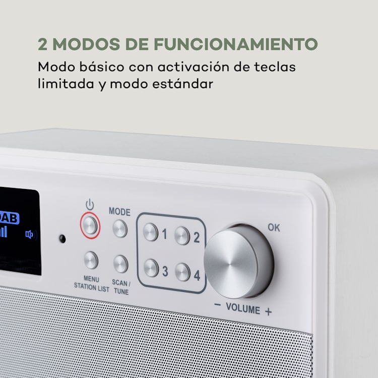 Nestor DAB+ Radio DAB+/FM 2 modos de funcionamiento Pantalla de color TFT de 2,4" Blanca Blanco