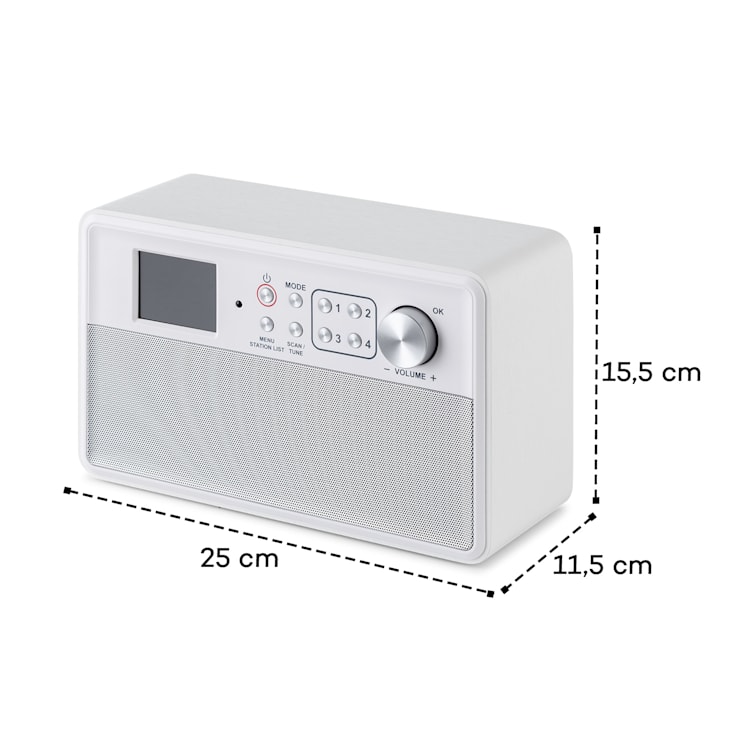 Nestor DAB+ Radio DAB+/FM 2 Betriebsmodi 2,4" TFT-Farbdisplay Weiß