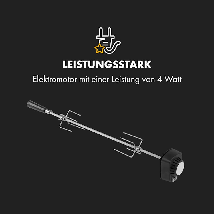 Sauenland Mini Rotisserie-Grill Drehspieß 4W 12kg max. Edelstahl