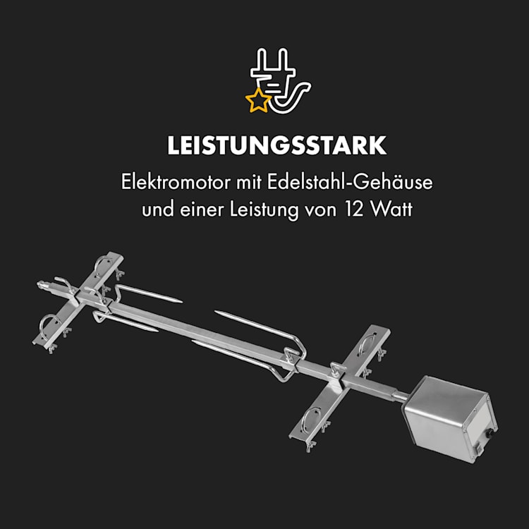 Sauenland Survivor Spanferkelgrill Drehspieß 12W 70kg max. Edelstahl