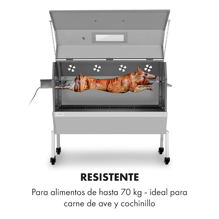 Sauenland Pro XL Asador de cochinillo espetón 15W 4 ruedas acero inoxidable
