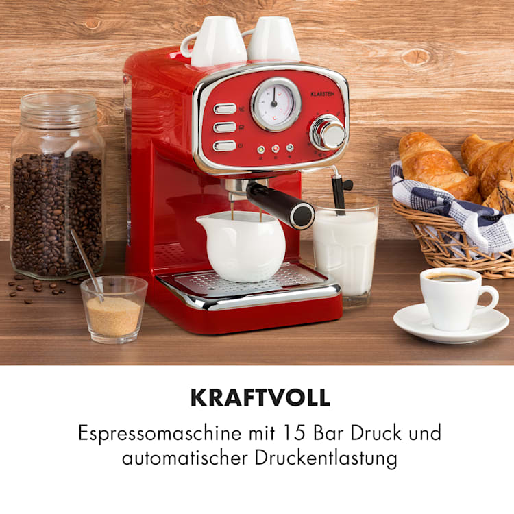 Espressionata Gusto Espressomaschine 1100W 15 Bar Druck Rot