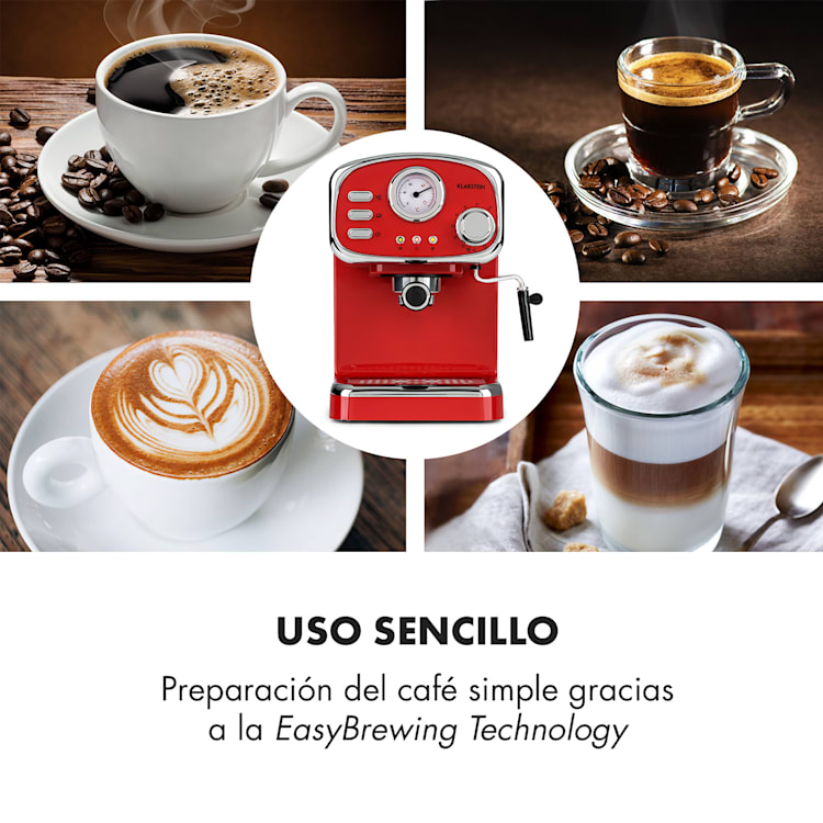 Espressionata Gusto Cafetera de expreso 1100W Presión de 15 bares Rojo