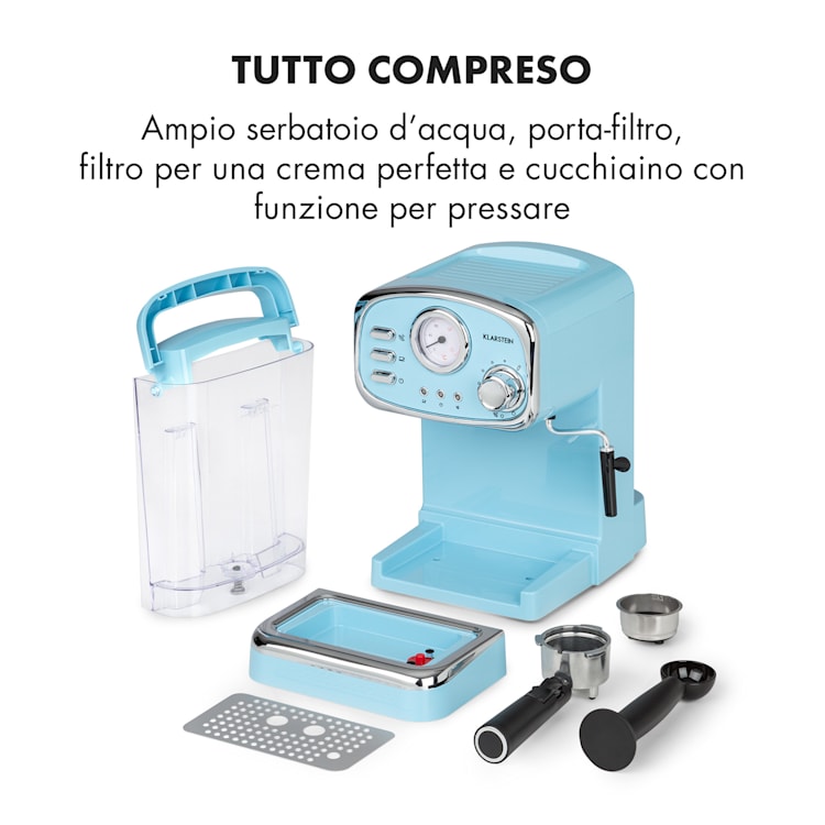 Espressionata Gusto, Macchina del Caffè, 15 Bar di Pressione, 1100W Azzurro pastello