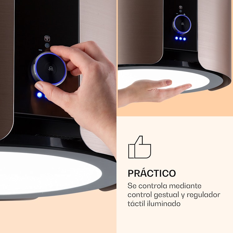 Skyfall Smart Campana de isla Ø45cm Recirculación de aire 402m³/h Led Oro