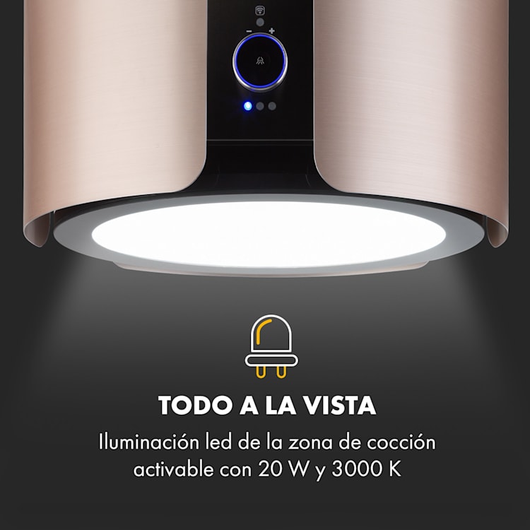 Skyfall Smart Campana de isla Ø45cm Recirculación de aire 402m³/h Led Oro