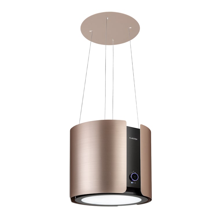 Skyfall, okap kuchenny wyspowy, pochłaniacz, Ø 45 cm, 402 m³/h, LED, stal nierdzewna, kolor złoty