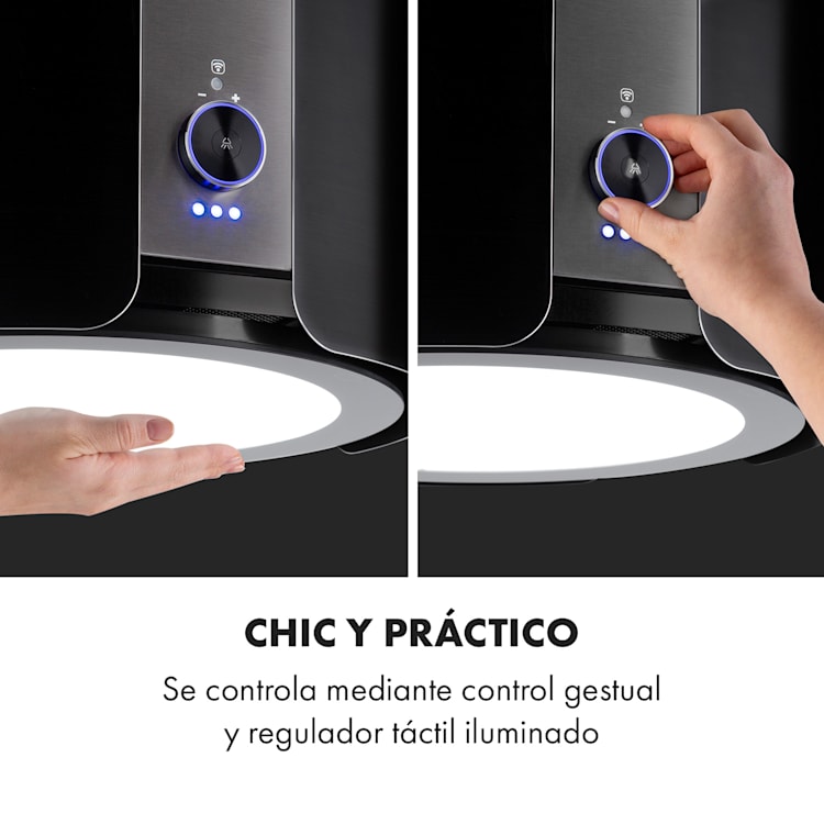 Skyfall Smart Campana de isla Ø45cm Recirculación de aire 402m³/h Led Negro Metalizado