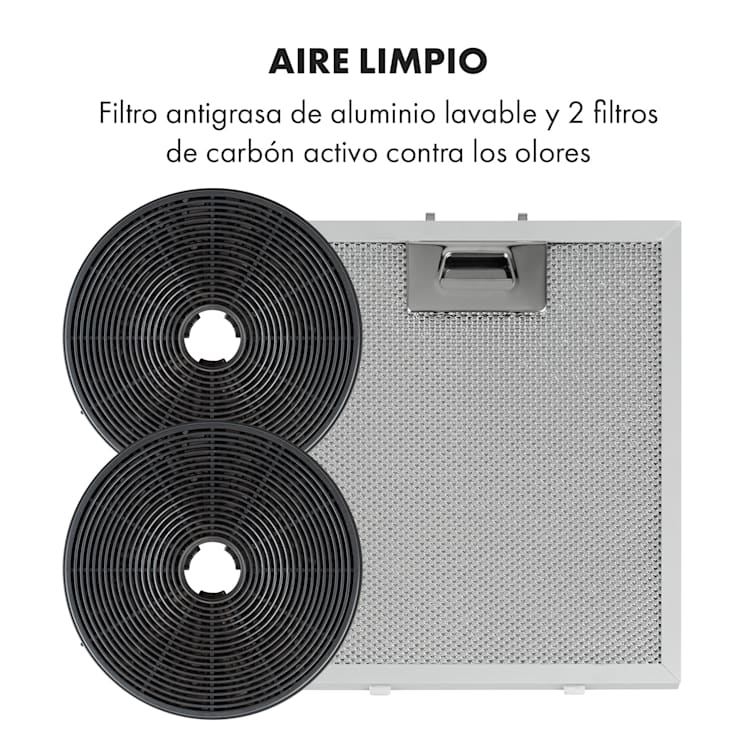 Skyfall Smart Campana de isla Ø45cm Recirculación de aire 402m³/h Led Negro Metalizado