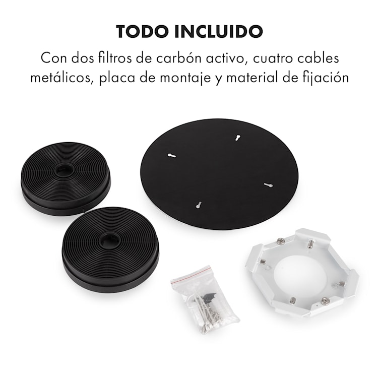 Skyfall Smart Campana de isla Ø45cm Recirculación de aire 402m³/h Led Negro Metalizado