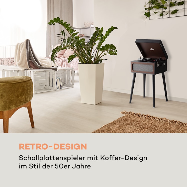 Sarah Ann Plattenspieler Bluetooth USB 33, 45 und 78 U/min Ohne DAB+ / UKW Radio | Schwarz