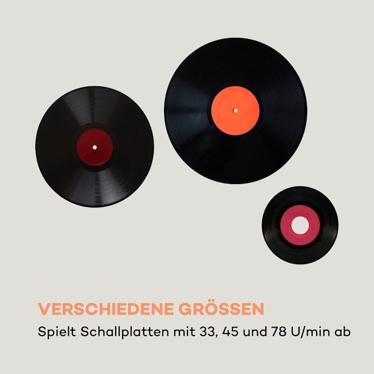 Sarah Ann Plattenspieler Bluetooth USB 33, 45 und 78 U/min Ohne DAB+ / UKW Radio | Schwarz